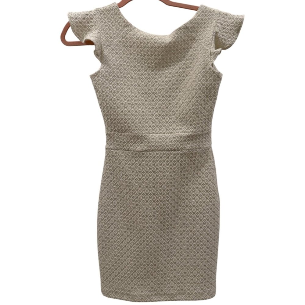 By Debra BD Junior Girls Dress Flutter Sleeve Sheath Ivory Waist Belt Style XS